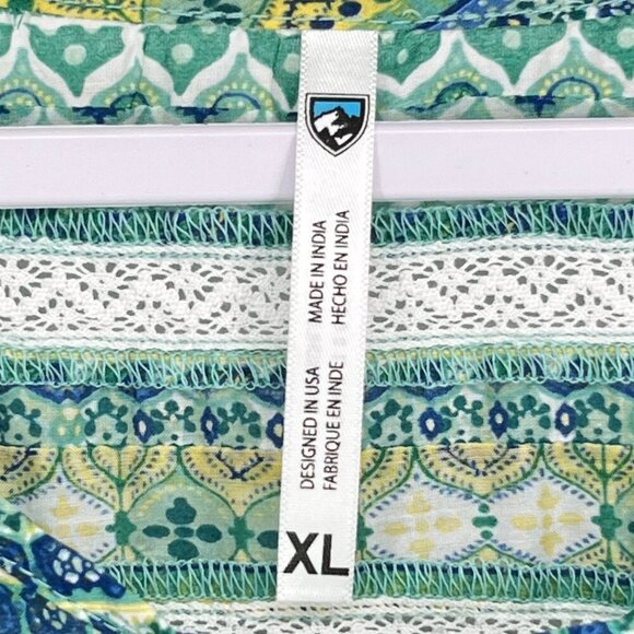 Kuhl Flora Sleeveless Tank Blouse Silk Blend Women's XL Blue Green Boho Resort - Picture 5 of 12